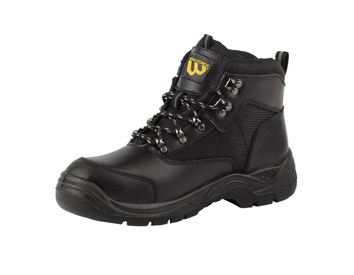 Workforce WF41-P Black Leather Safety Hiker Boot â€“ S1P | SRC | Durable & Comfortable