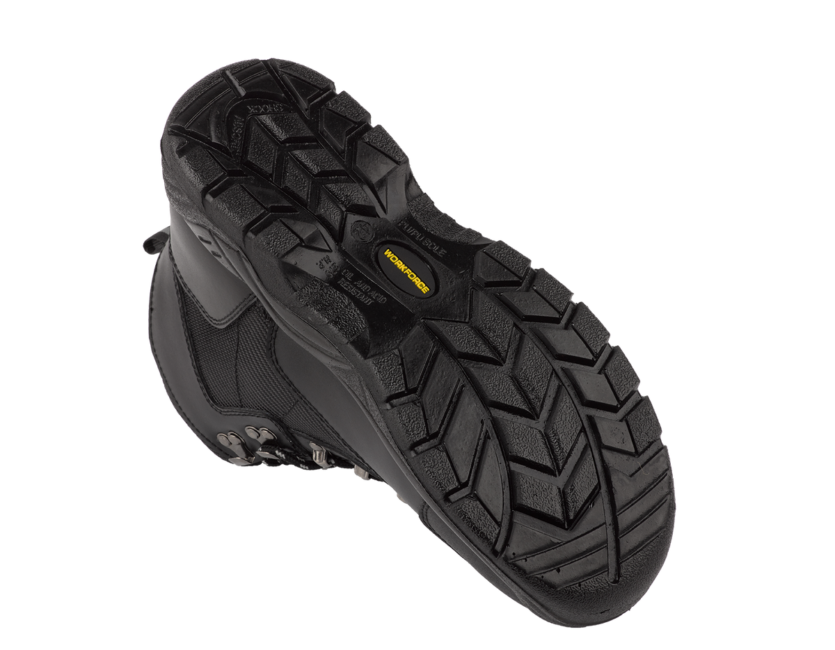 Workforce WF41-P Black Leather Safety Hiker Boot â€“ S1P | SRC | Durable & Comfortable