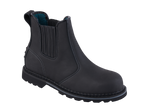 A21-DEFENDER S3 Black Leather Chelsea Safety Boots â€“ Slip & Heat Resistant, Goodyear Welted