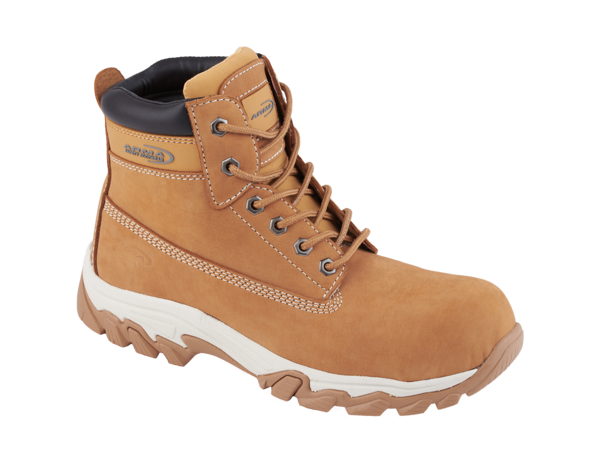 A20-STORM S1P Honey Nubuck Metal-Free Safety Boots â€“ Lightweight, Slip Resistant