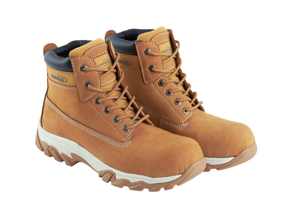 A20-STORM S1P Honey Nubuck Metal-Free Safety Boots â€“ Lightweight, Slip Resistant