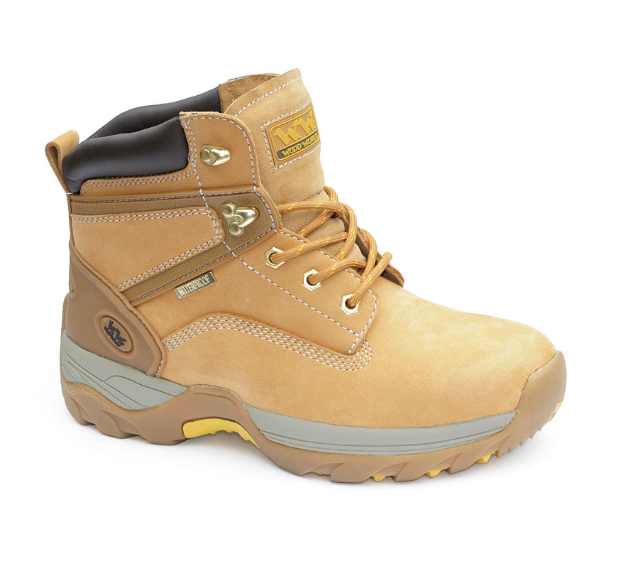 Wood World WW11Hi-P SBP/SRA Waterproof Safety Boots â€“ Steel Toe, Nubuck Leather, Slip Resistant